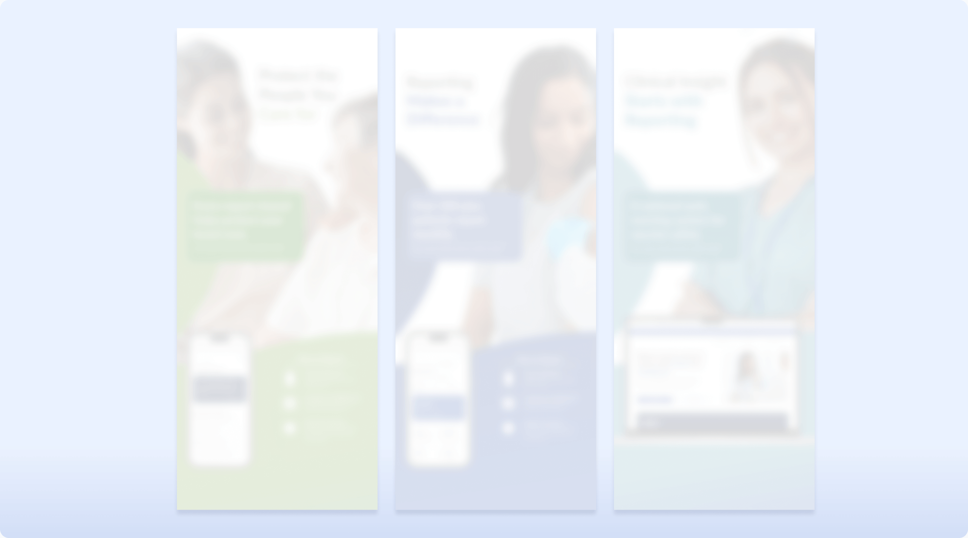 Three awareness campaign posters for caregiver, patient, and clinician audiences