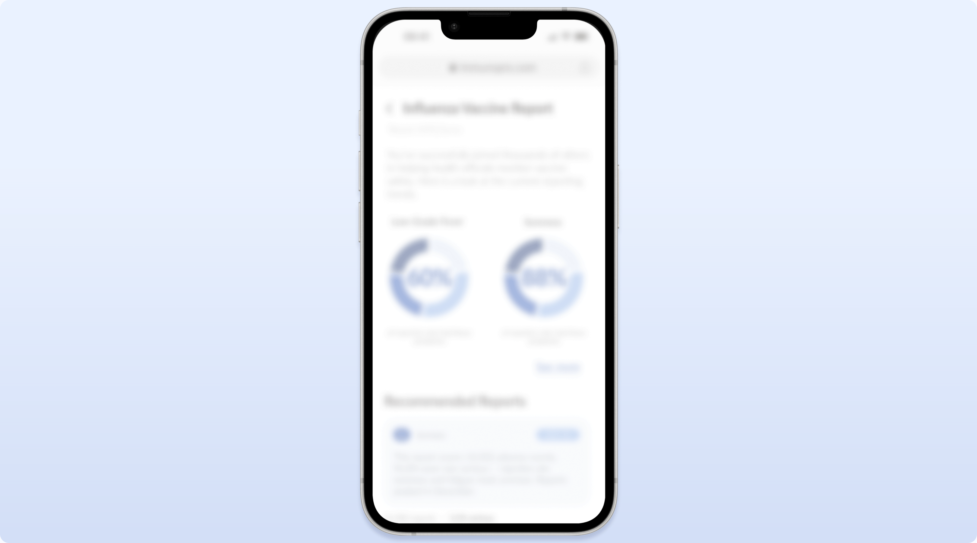 Phone mockup of the educational follow-up page comparing population-level statistics