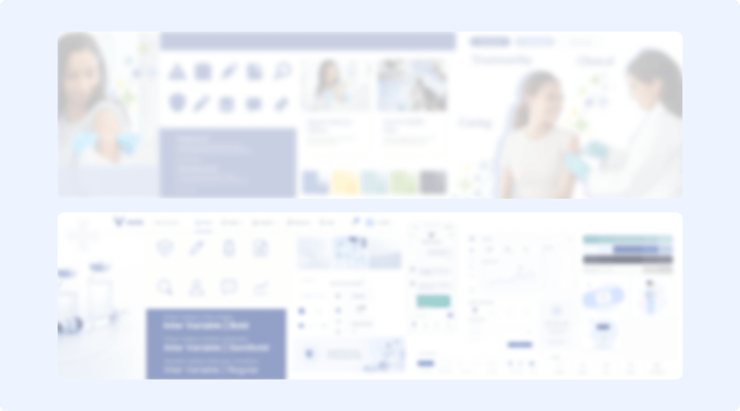 Blurred page layout compositions applying the chosen visual style across two site templates