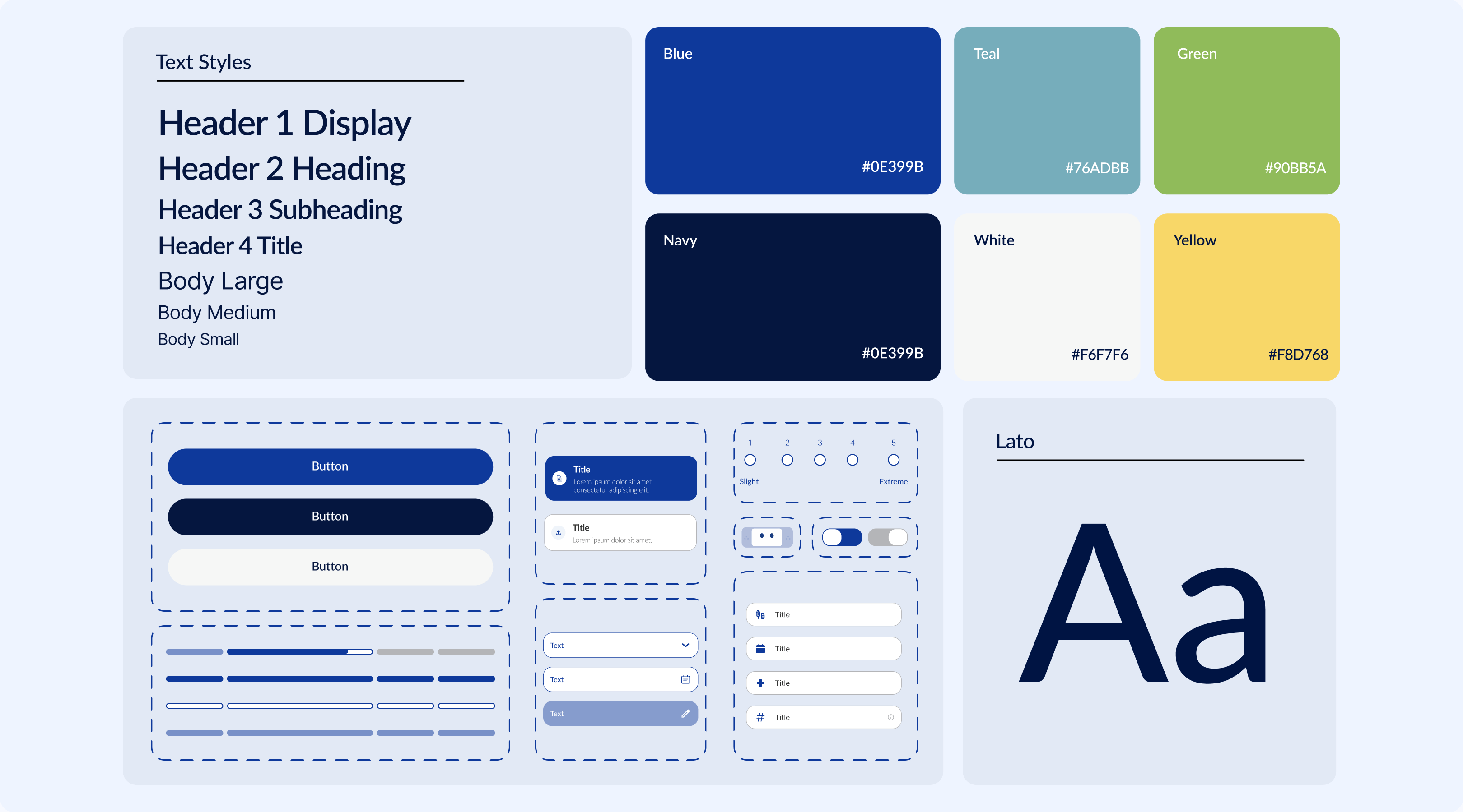 Three stylescape directions comparing typography, color, and UI treatments
