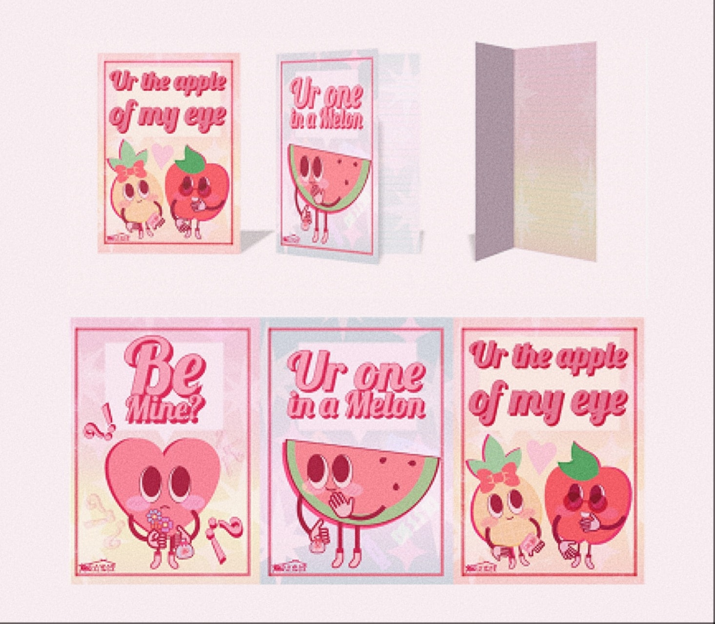 Illustrated fruit-character greeting cards made for the Gawad Kalinga candygrams fundraiser