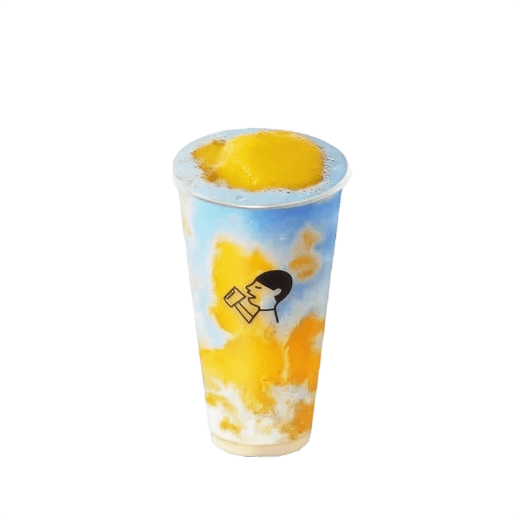 Iced mango boba drink