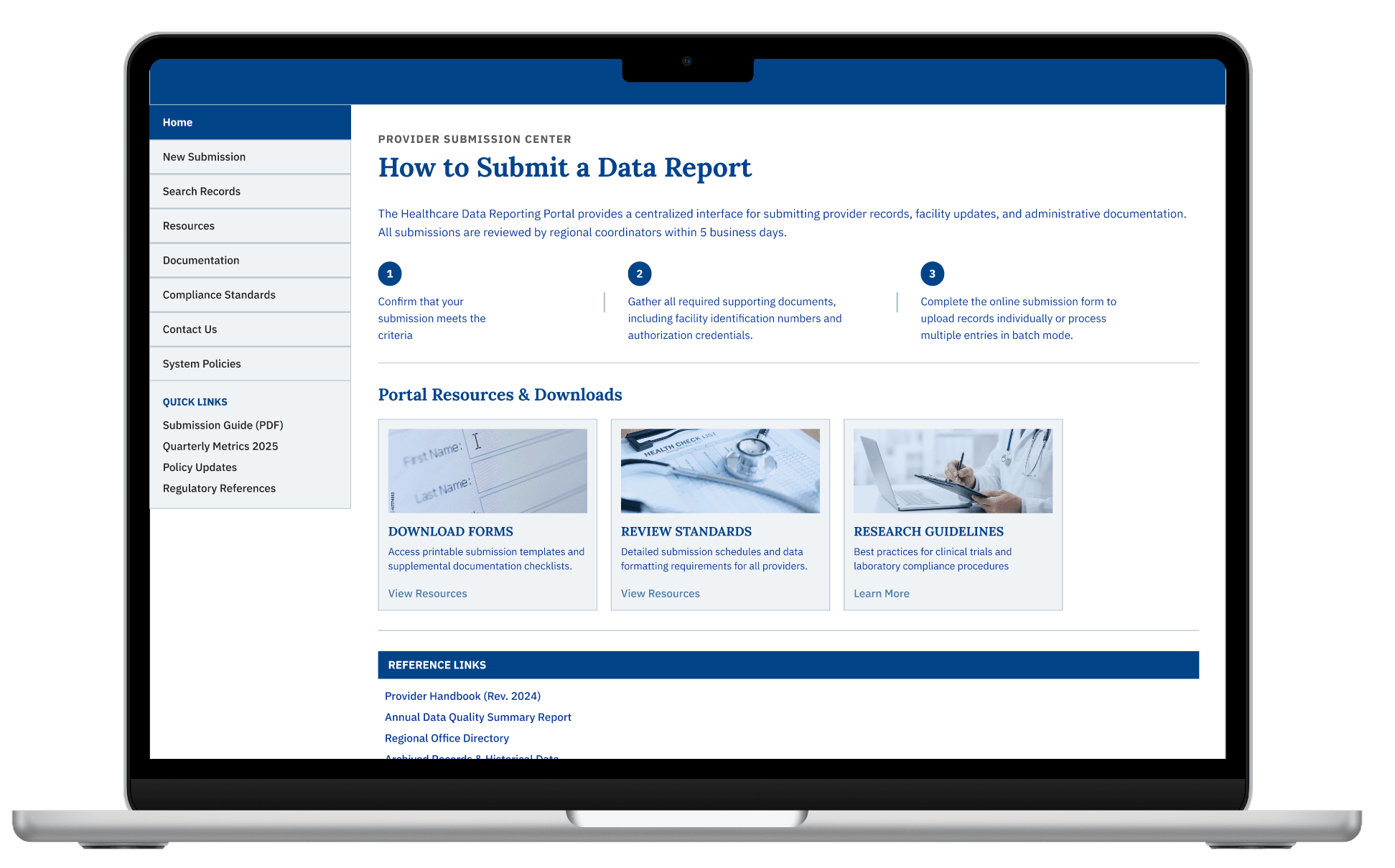 Public health reporting platform interface, redacted for confidentiality